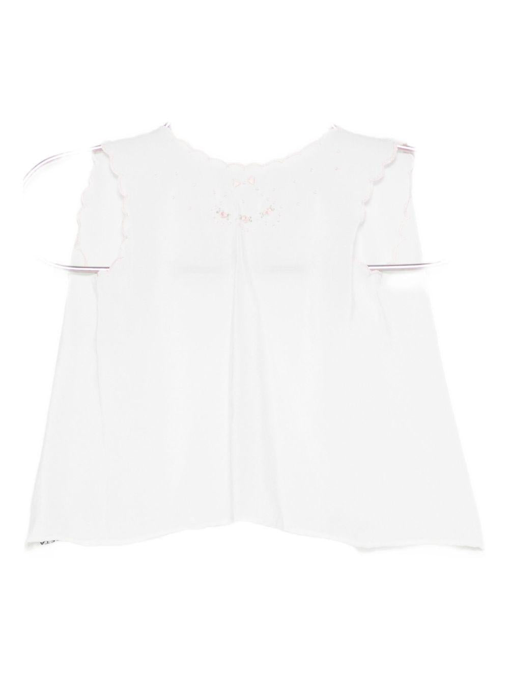 T-shirt per neonata Mariella Ferrari bianca con bordo smerlato CON12 ROSA MARIELLA FERRARI 