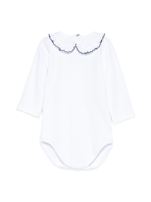Mariella Ferrari baby girl's white romper with blue trim