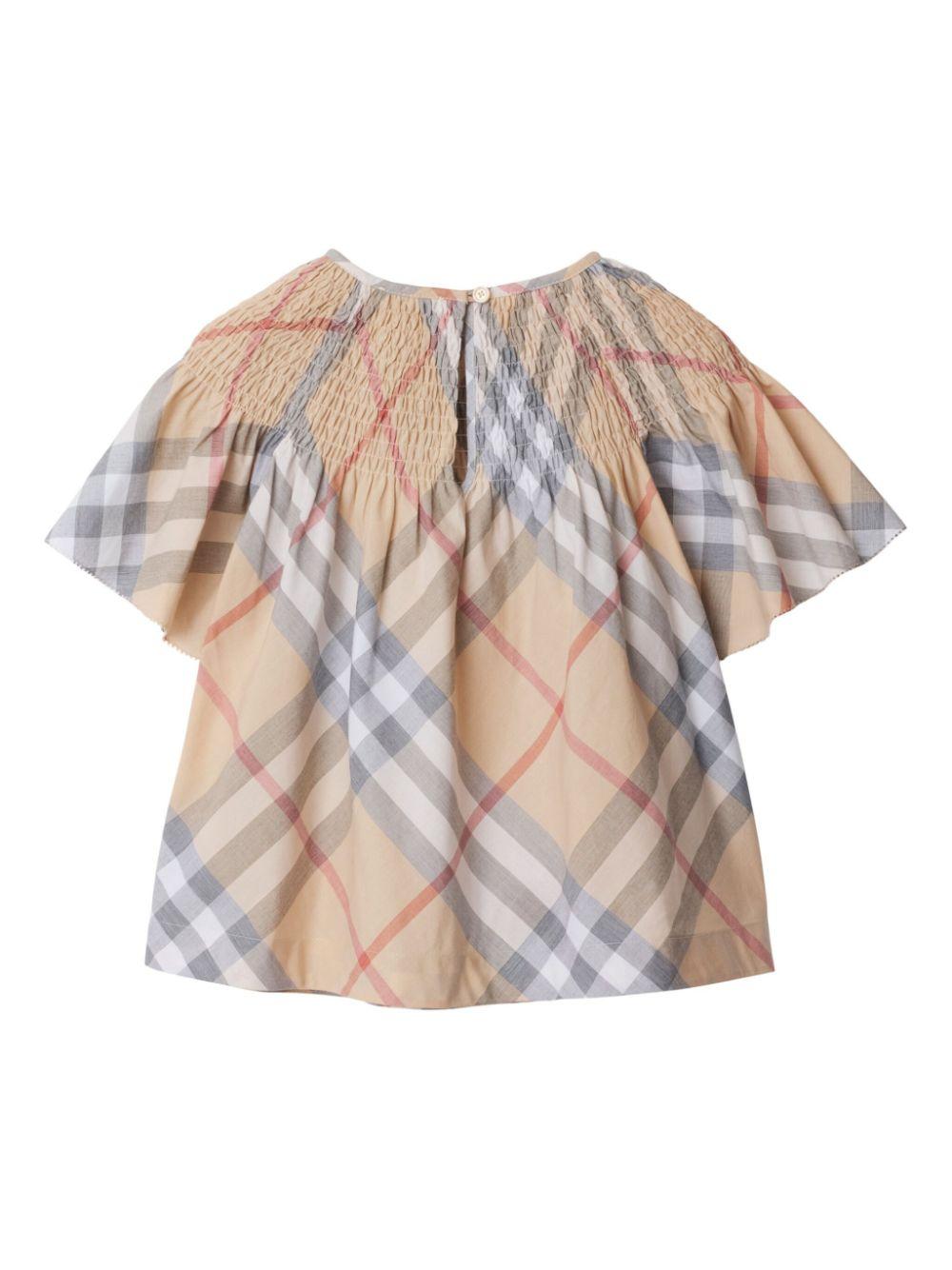 Top per bambina Burberry Kids beige con motivo a quadri 8100059 A2205 BURBERRY KIDS 