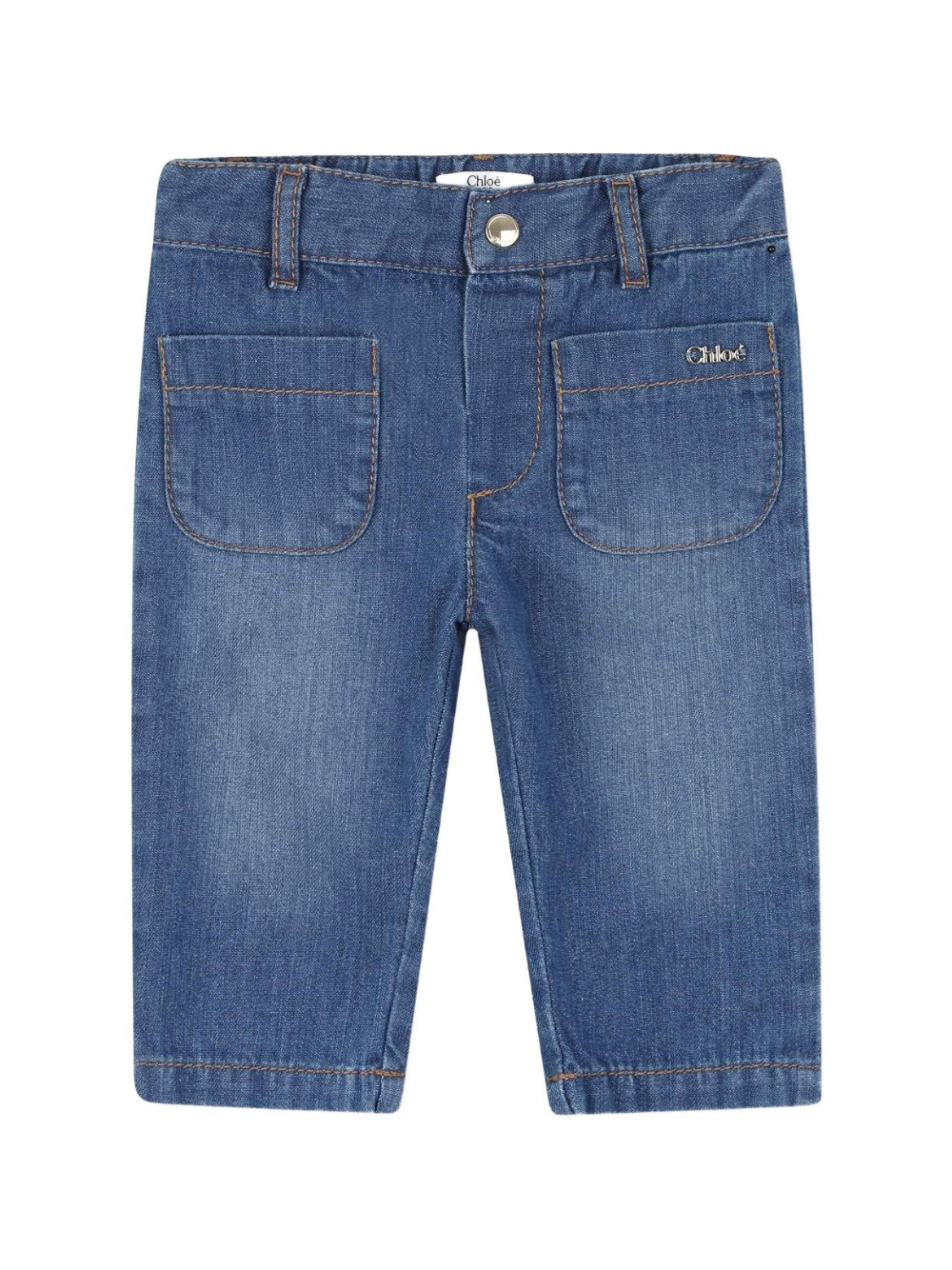Jeans per neonata Chloé Kids denim con due tasche frontali C20710 Z10 CHLOE' KIDS 