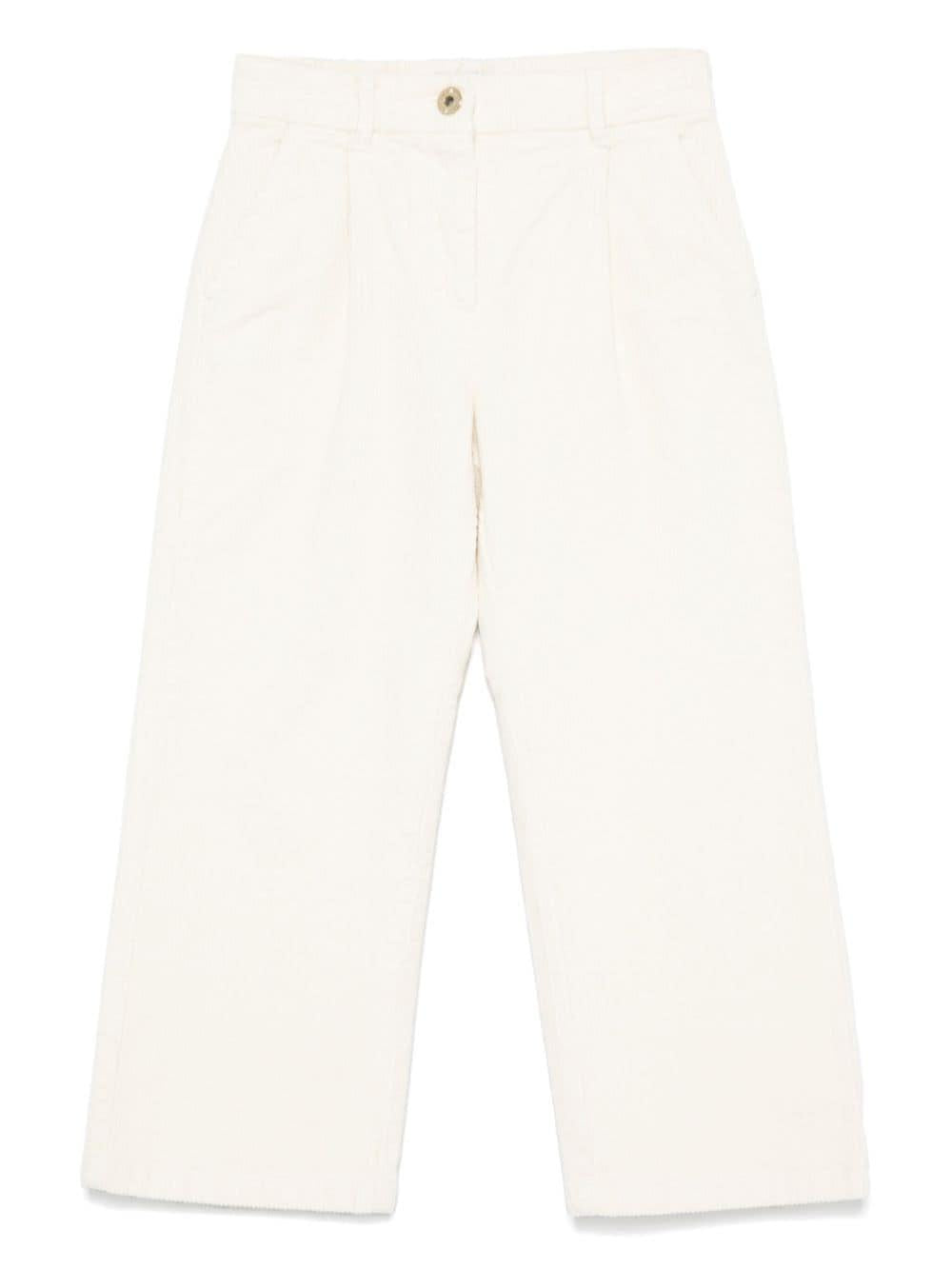 Pantaloni di velluto a coste per bambino Moschino Kids bianchi con due tasche lateralil HDP05WLVC01 20085 MOSCHINO KIDS 