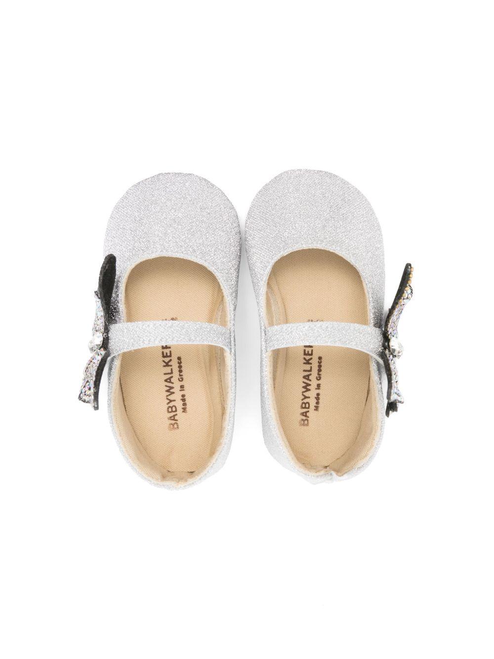 Ballerine per neonata BabyWalker argento con glitter e decorazione a farfalla PB1644 SILVER BABYWALKER 