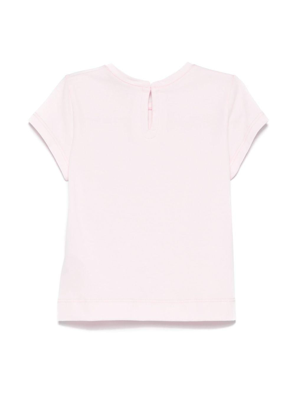 T-shirt per neonata Monnalisa rosa con stampa con rose sul davanti 39E602 5015 0090 MONNALISA 