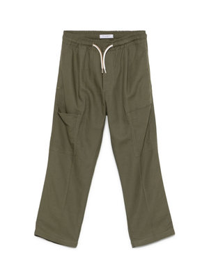 Paolo Pecora Kids Green Cotton Cargo Pants with Drawstring