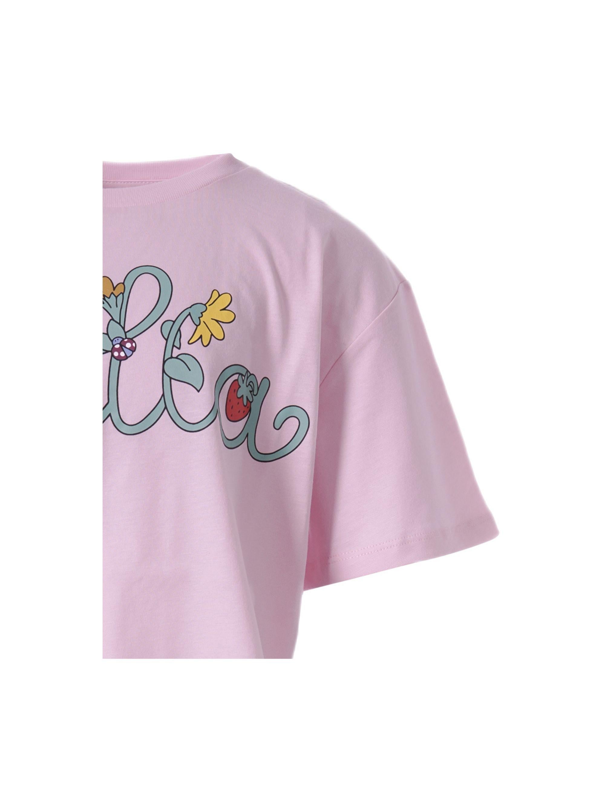 T-shirt per bambina Stella McCartney Kids rosa con logo Stella sul davanti TY8A31 Z0434 51R STELLA McCARTNEY KIDS 