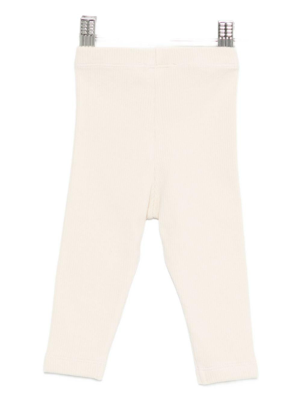 Pantaloni per neonata Donsje beige con pupazzo di neve ricamato 3042802 00004 DONSJE 