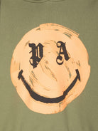 Felpa con stampa x Smiley per bambino Palm Angels Kids verde con trama jersey PBBB013F24FLE001 5620 PALM ANGELS KIDS 