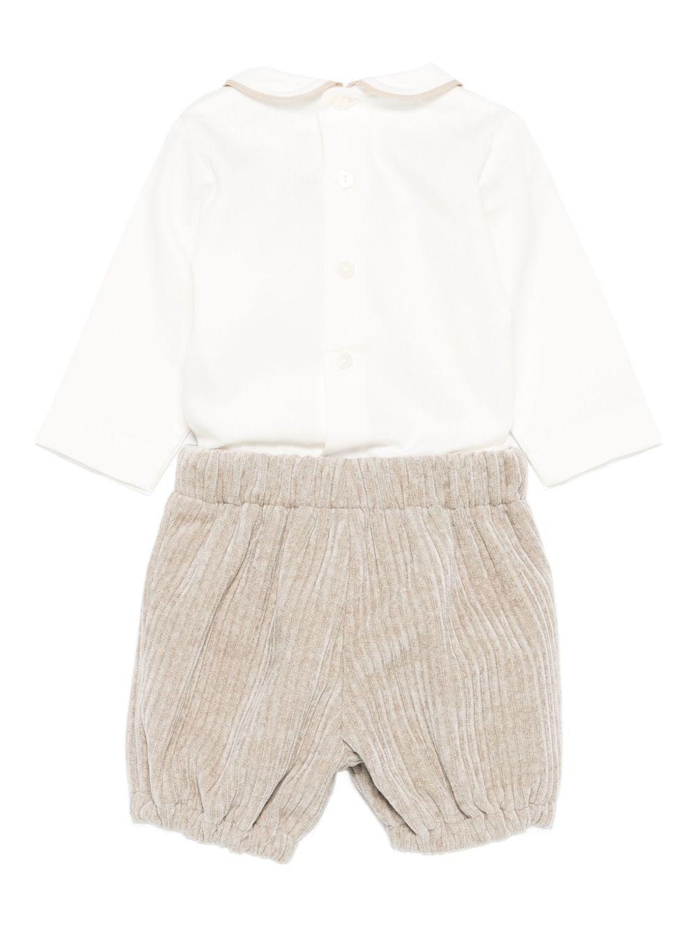 Set t-shirt e pantaloni per neonato La Stupenderia beige con colletto alla Peter Pan 1TBCT23 V20 LA STUPENDERIA 