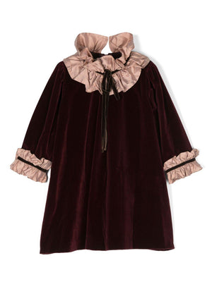 Jesurum Baby red dress for girls with contrasting ruffles details