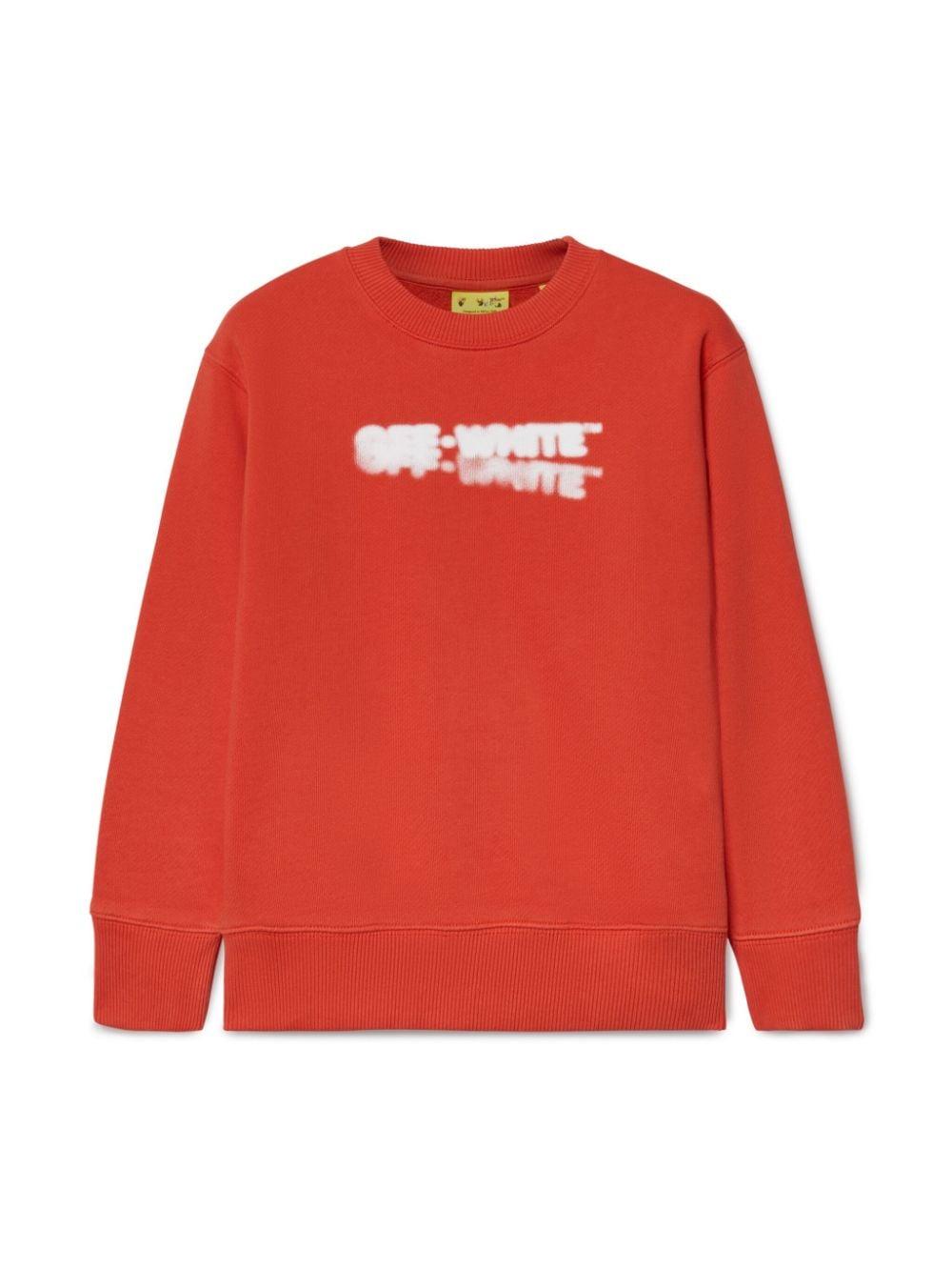 Felpa in cotone sbiadito Arrow per bambino Off-White Kids rosso con spalle scese OBBA001F24FLE003 2501 OFF WHITE KIDS 