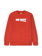 Felpa in cotone sbiadito Arrow per bambino Off-White Kids rosso con spalle scese OBBA001F24FLE003 2501 OFF WHITE KIDS 