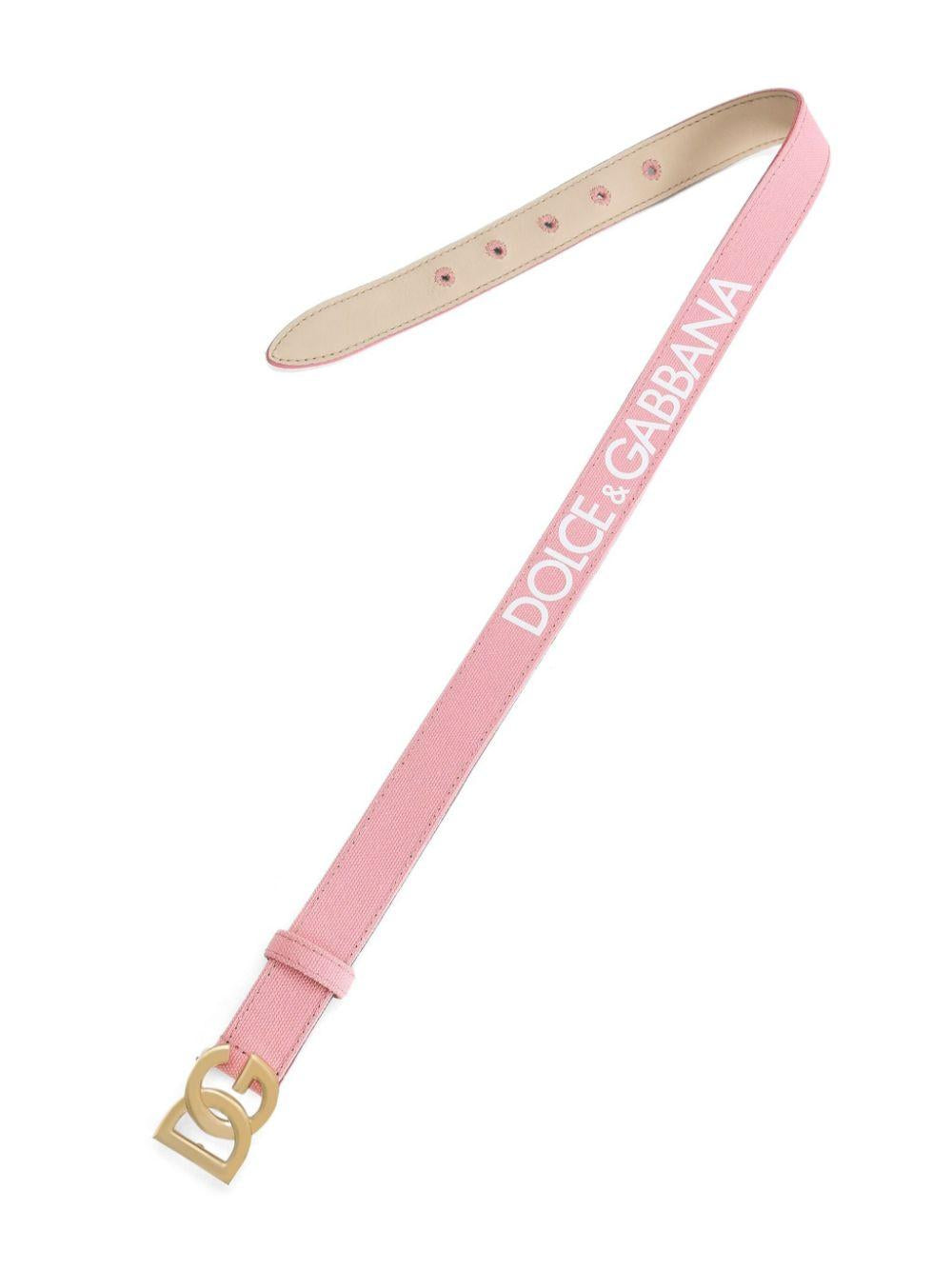 Cintura per bambina Dolce & Gabbana Kids rosa con fibbia con logo color oro EC0083 AT661 8B405 DOLCE & GABBANA KIDS 