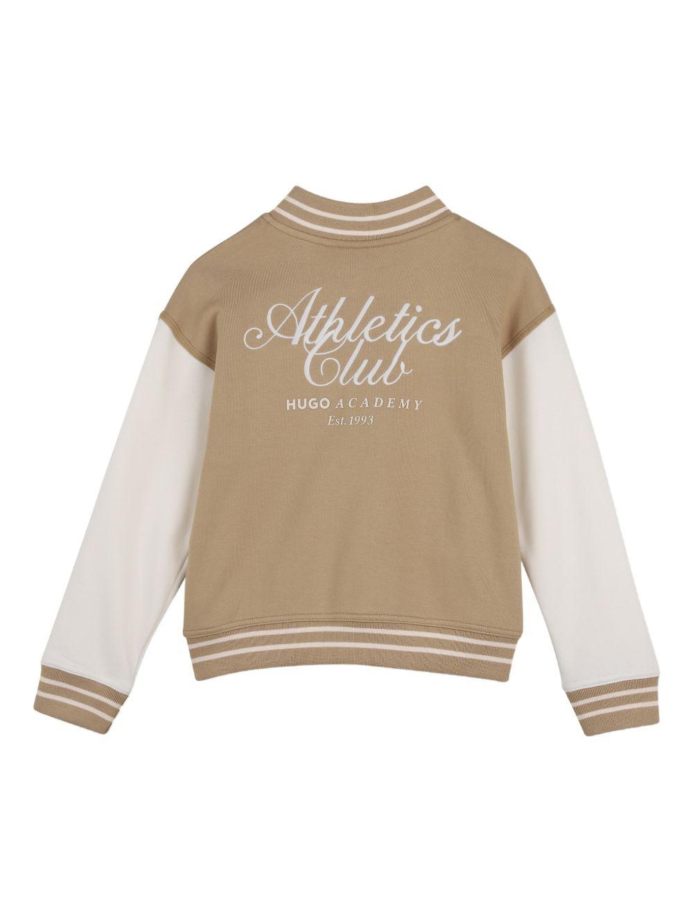 Felpa per bambino Hugo Kids marrone con inserti bianchi G01003 23B Hugo 