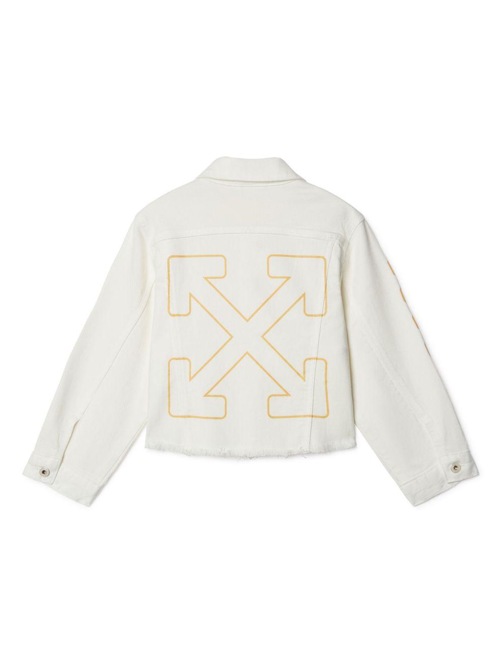 Giacca denim per bambina Off-White Kids Bookish Diag bianco con stampa sulle maniche OGYE002S25DEN001 0118 OFF WHITE KIDS 