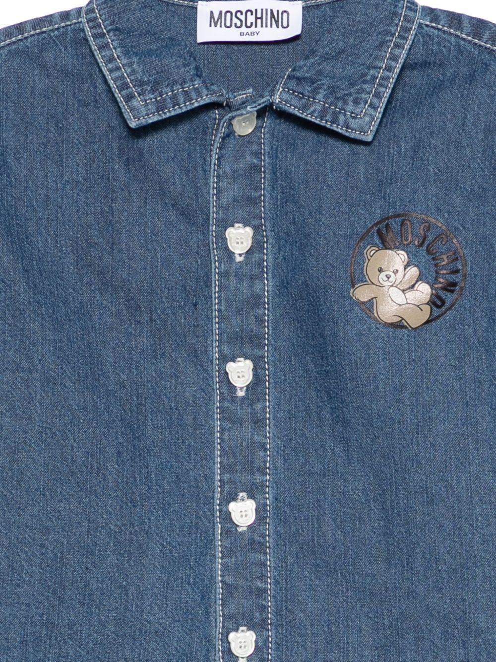 Camicia per neonato Moschino Kids denim con logo sul davanti MUC01KL0E45 40188 MOSCHINO KIDS 