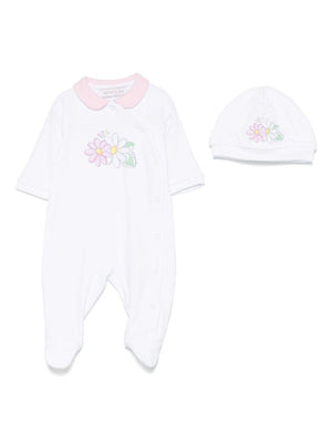 Set neonata Monnalisa bianco con stampa a fiori sul davanti