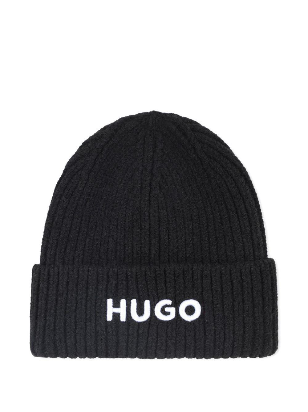 Berretto per bambino Hugo Kids nero con logo ricamato sul davanti G00545 09B Hugo 