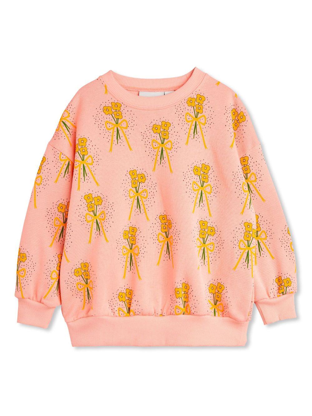 Felpa per bambina Mini Rodini Winter Flowers rosa con stampa all over 2472015028 PINK MINI RODINI 