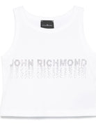 Top con strass per bambina John Richmond Junior bianco con orlo dritto RGP25204CN WHITE JOHN RICHMOND JUNIOR 