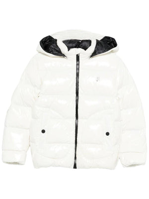 Herno Kids white jacket for girls with removable hood