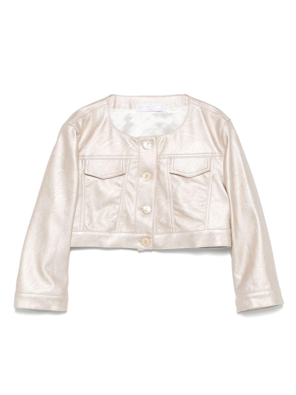 Giacca per bambina Colorichiari beige modello crop senza colletto FJ808178 3839 21 COLORICHIARI 