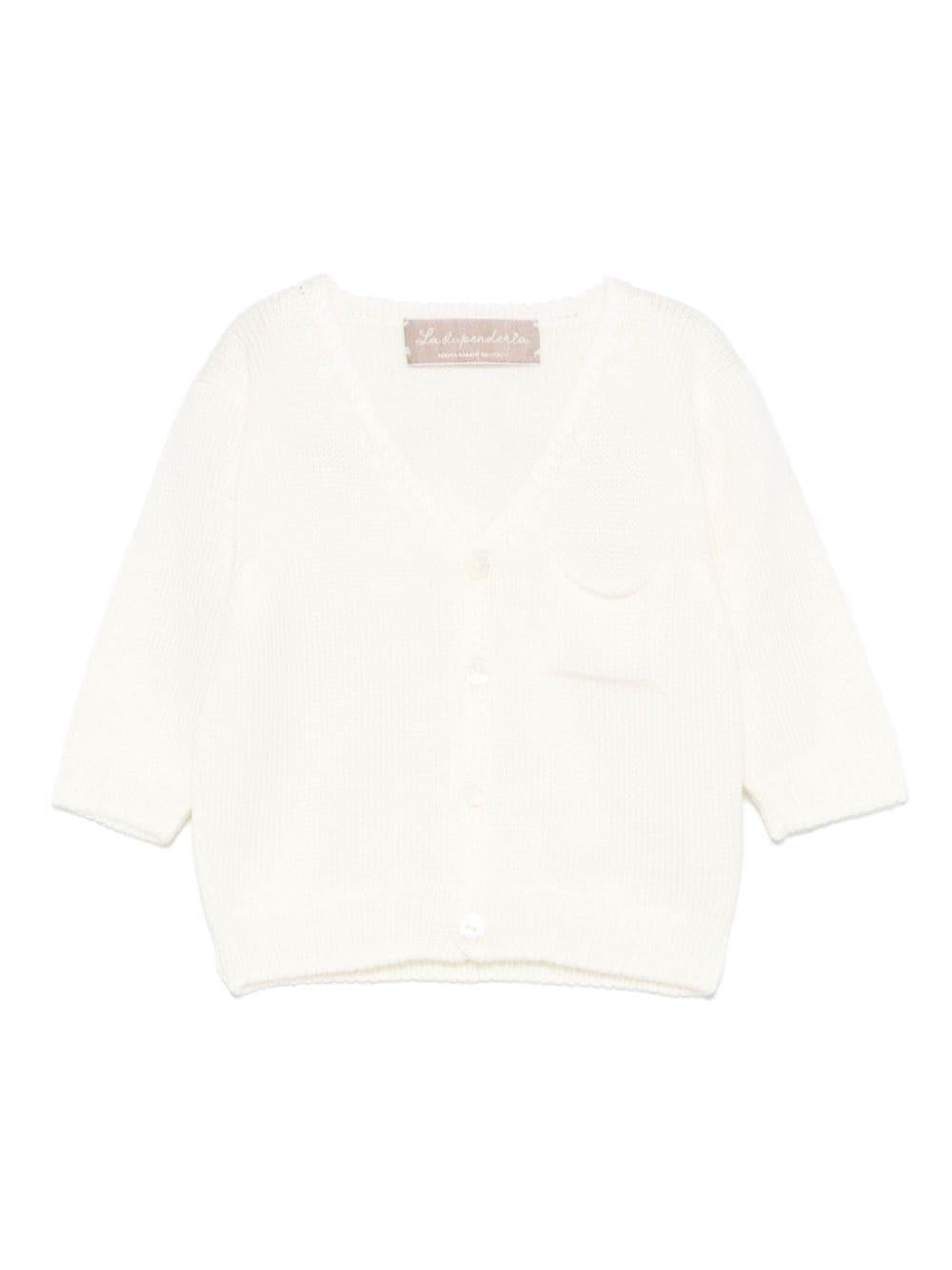 Cardigan per neonato La Stupenderia bianco con design lavorato a maglia WCCR63 802 LA STUPENDERIA 