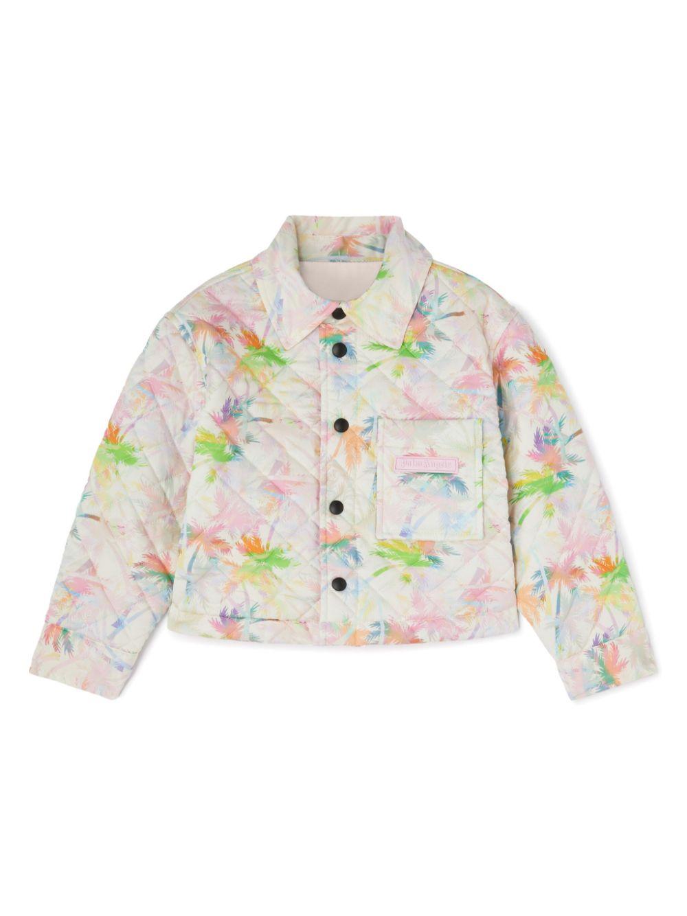 Piumino reversibile con stampa per bambina Palm Angels Kids bianco tasca frontale applicata PGES003S25FAB001 043B PALM ANGELS KIDS 