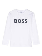 T-shirt per bambino Boss Kids bianca con stampa logo sul davanti J25P25 10P BOSS KIDS 