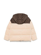 Giubbino per bambina Fendi Kids beige con cappuccio con logo monogramma FF JUA227 AS5B F1P2P FENDI KIDS 