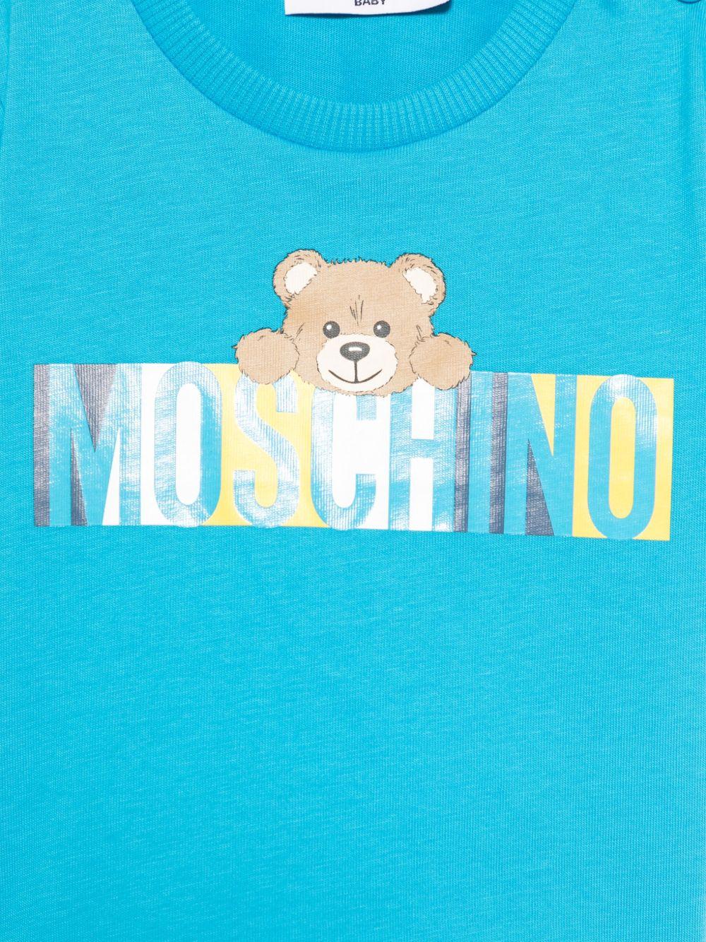 T-shirt per neonato Moschino Kids azzurro con stampa Teddy Bear MUM04CLAA02 41047 MOSCHINO KIDS 
