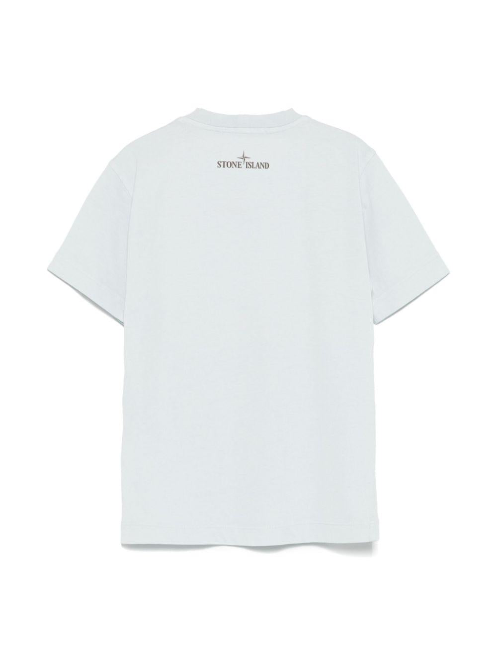 T-shirt con stampa per bambino Stone Island Junior azzurro con girocollo K1S162100010S0128 V0041 STONE ISLAND JUNIOR 