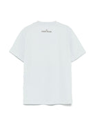 T-shirt con stampa per bambino Stone Island Junior azzurro con girocollo K1S162100010S0128 V0041 STONE ISLAND JUNIOR 