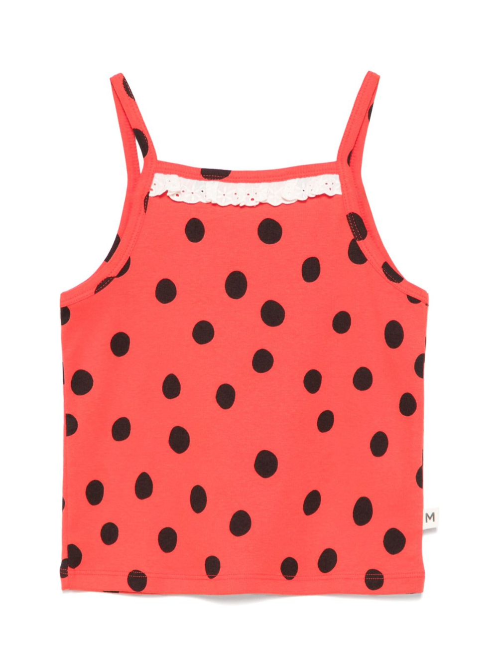 Top per bambina Mini Rodini rosso con dettagli in pizzo 2522010342 RED MINI RODINI 