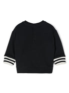 Felpa per neonato Emporio Armani Kids blu con logo-toppa e bordo a righe 6DHMJ7 4J6UZ 0920 EMPORIO ARMANI KIDS 