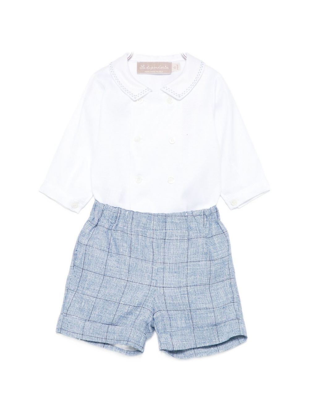 Set t-shirt e short per neonato La Stupenderia blu con colletto tondo 1CBCT11 Z29 LA STUPENDERIA 