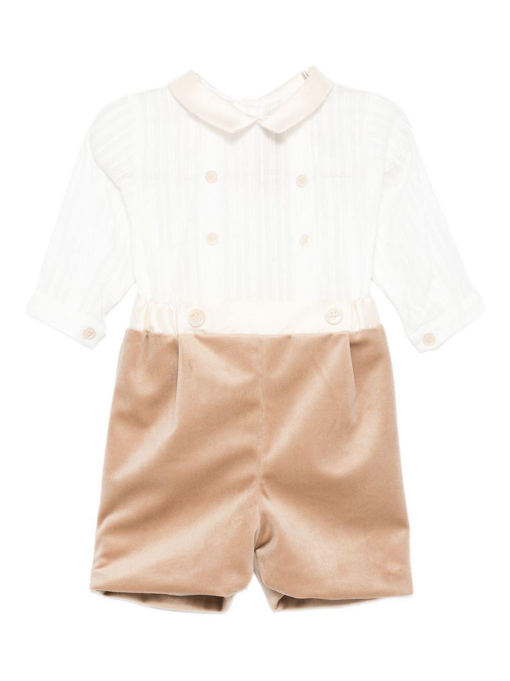 Tutina per neonato La Stupenderia beige con colletto alla Peter Pan 1CBPG05 V23C42 LA STUPENDERIA 