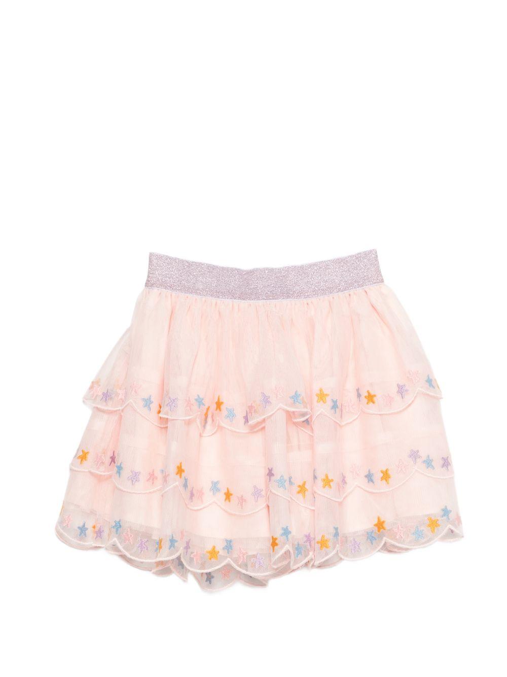 Gonna per bambina Stella McCartney Kids rosa con ricamo stelle TY7A31 Z1119 503 STELLA McCARTNEY KIDS 