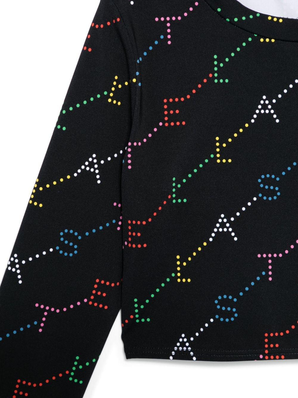 T-shirt con stampa per bambina Stella McCartney Kids nera con orlo dritto TV8C60 Z2027 930MC STELLA McCARTNEY KIDS 