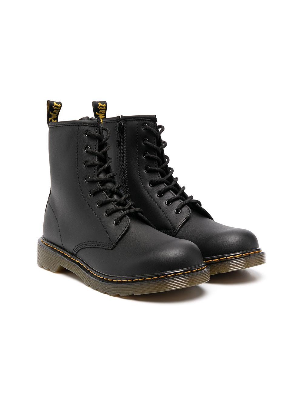 Stivaletti Fiori per bambini Dr. Martens Kids neri con cuciture a contrasto 15382001 1460 BLACK Dr martens kids 