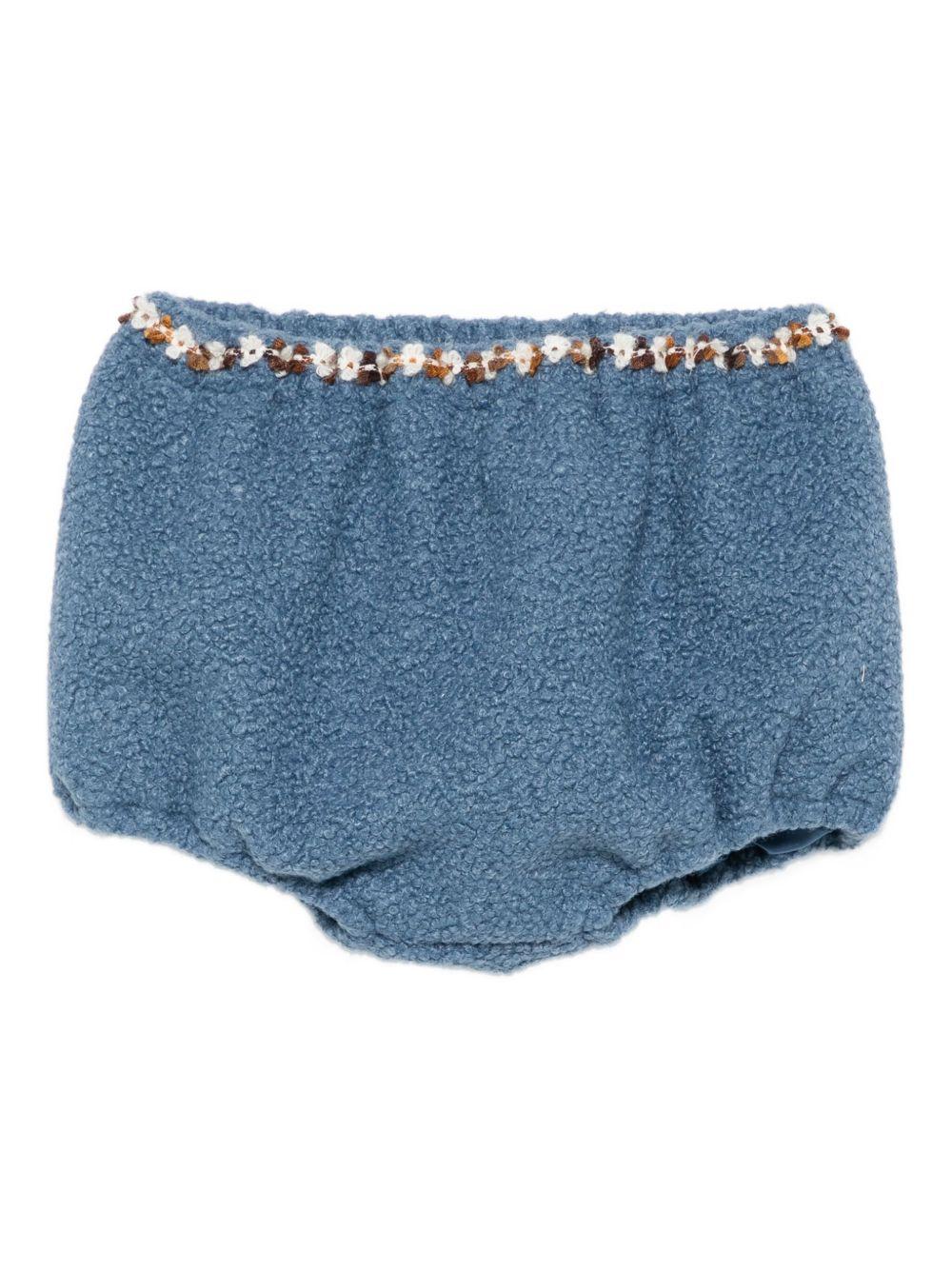 Shorts per bambina A'lapage azzurri con rifiniture floreali AL25 AZZURRO A'LAPAGE 