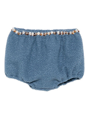 A'lapage baby girl's blue shorts with floral trim