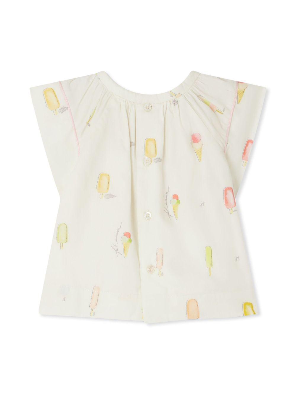 Blusa Alisia per neonata Bonpoint bianco con stampa grafica all-over S05XBLW00016 604 BONPOINT 