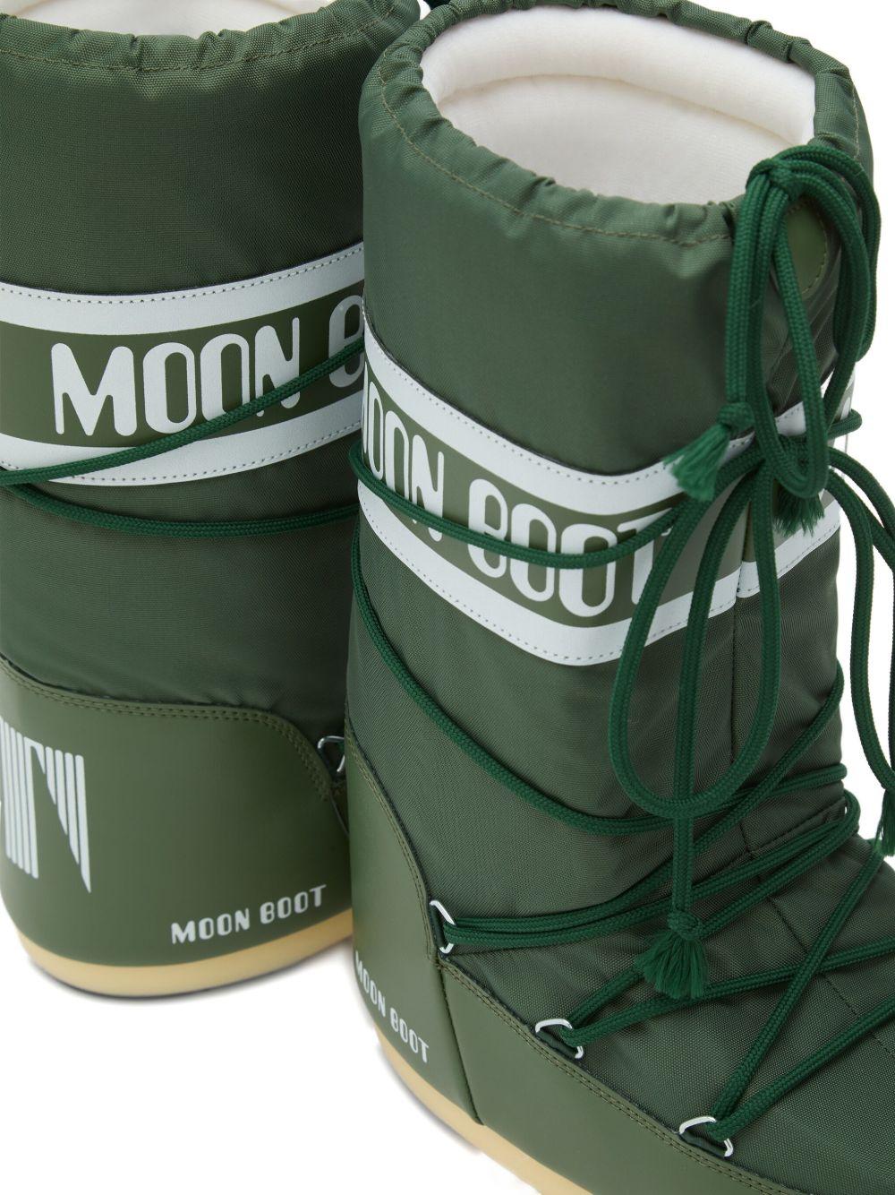 Stivali da neve Icon per bambini Moon Boot Kids verdi con fascia con logo 80D1400440 G016 MOON BOOT 