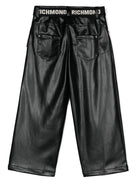 Pantaloni con placca logo per bambina John Richmond Junior nero con passanti RGA24021PA BLACK JOHN RICHMOND JUNIOR 