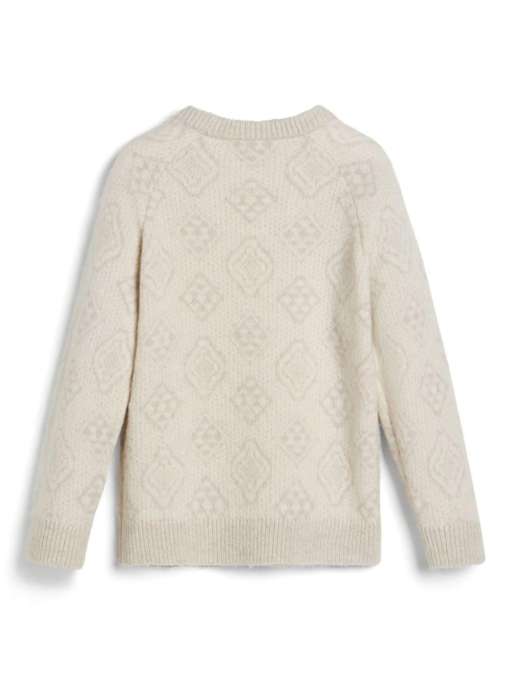 Maglione lavorato a maglia per bambino Brunello Cucinelli Kids bianco con intarsio fantasia BSOM74200 CDG31 BRUNELLO CUCINELLI KIDS 