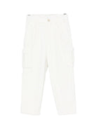 Pantaloni cargo per bambino Eleventy Kids bianchi con chiusura frontale con bottoni EX6P30 V0162 109 ELEVENTY KIDS 