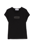 T-shirt per bambina MSGM Kids nero in jersey elasticizzato con ricamo con logo frontale S5MSJGTH081 110 MSGM KIDS 
