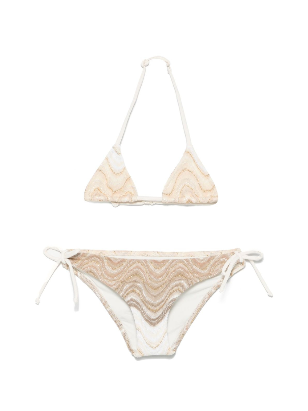 Bikini per bambina MC2 Saint Barth Kids Holly beige con dettagli lurex HOL0001 00187H MC2 ST. BARTH KIDS 