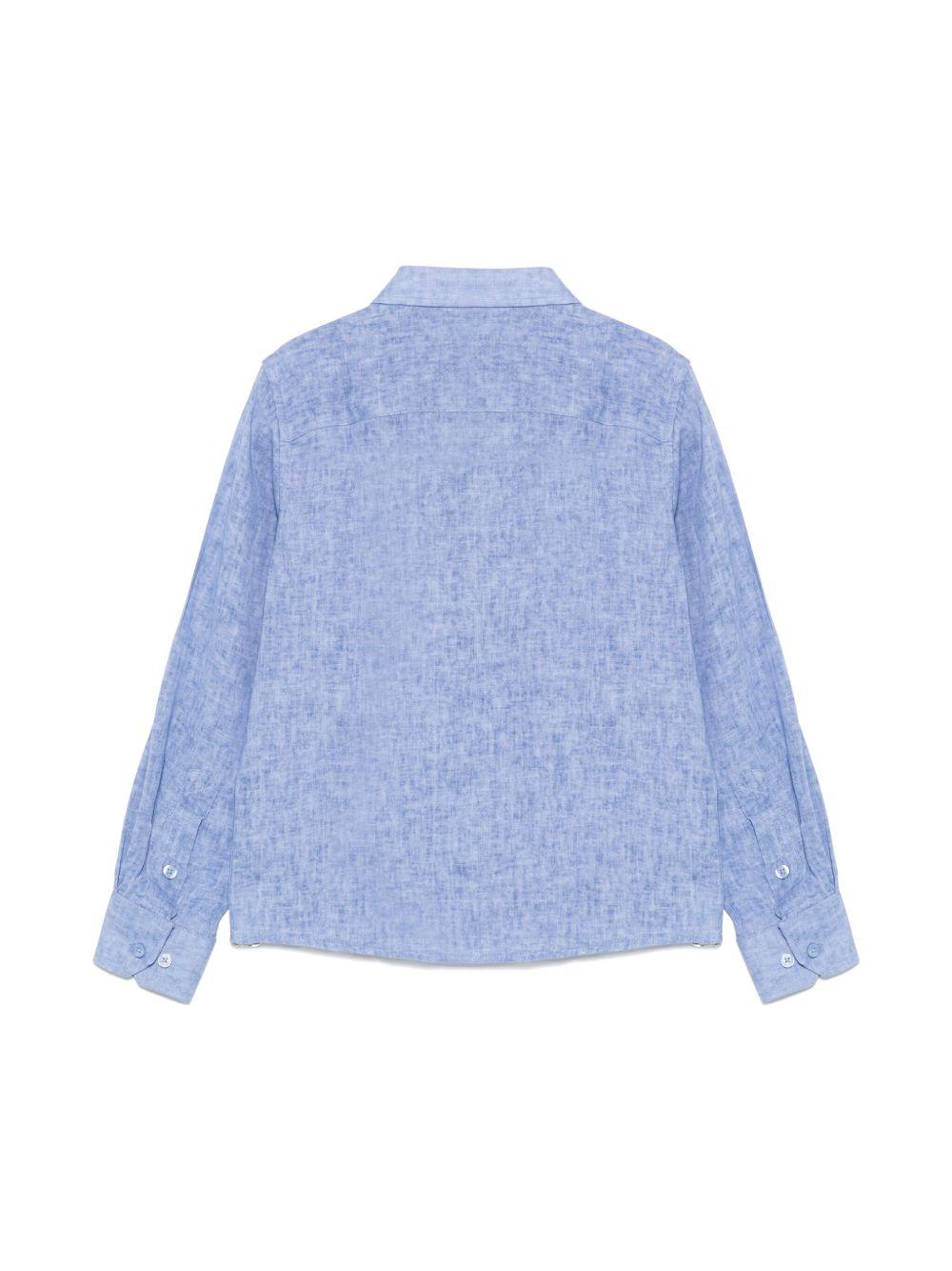 Camicia per bambino Trussardi Junior blu con stampa sul fondo e falsatura frontale con abbottonatura TBP25101CA AZURE DUST TRUSSARDI JUNIOR 