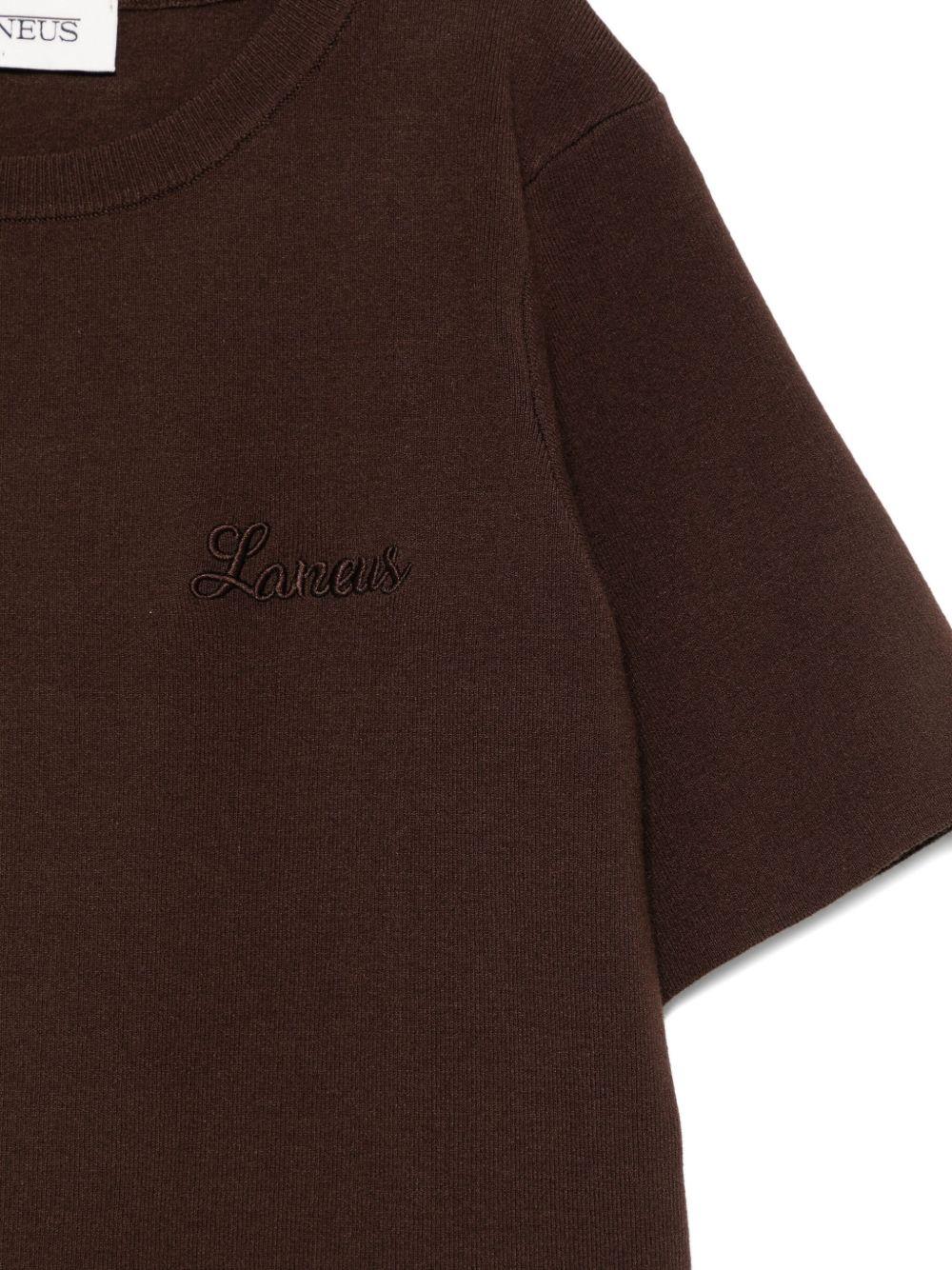 T-shirt per bambina Laneus Kids marrone con logo ricamato F5LKJGKE043 920 LANEUS 